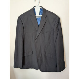 Billy London Gray Pinstripe Sport Coat Blazer 46R with Blue Lining, Men's